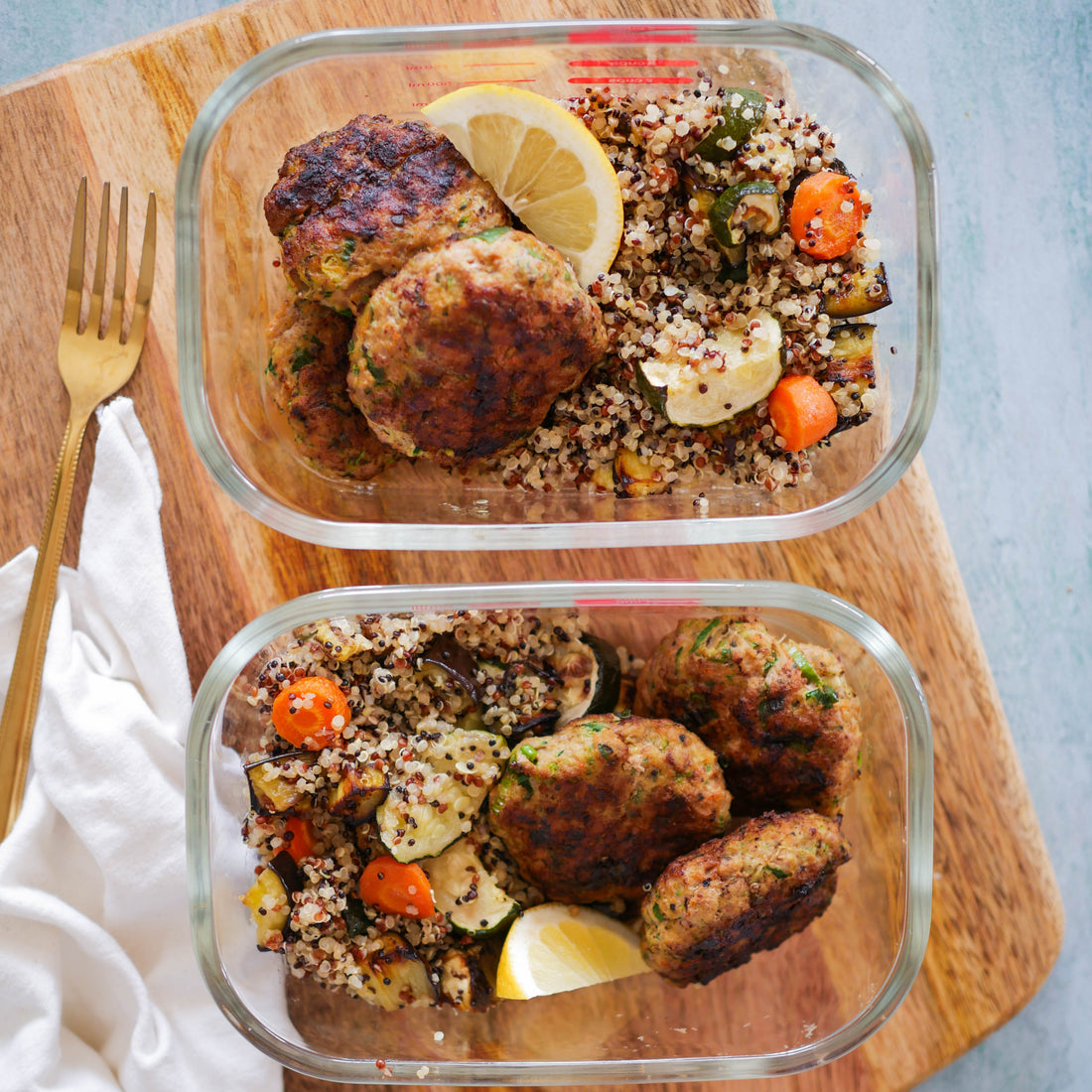 Turkey Patties with Quinoa and Roast Veggies
