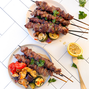 Lamb Skewers & Baked Vegetables