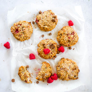 Choc Chip, Raspberry and Oat Cookies