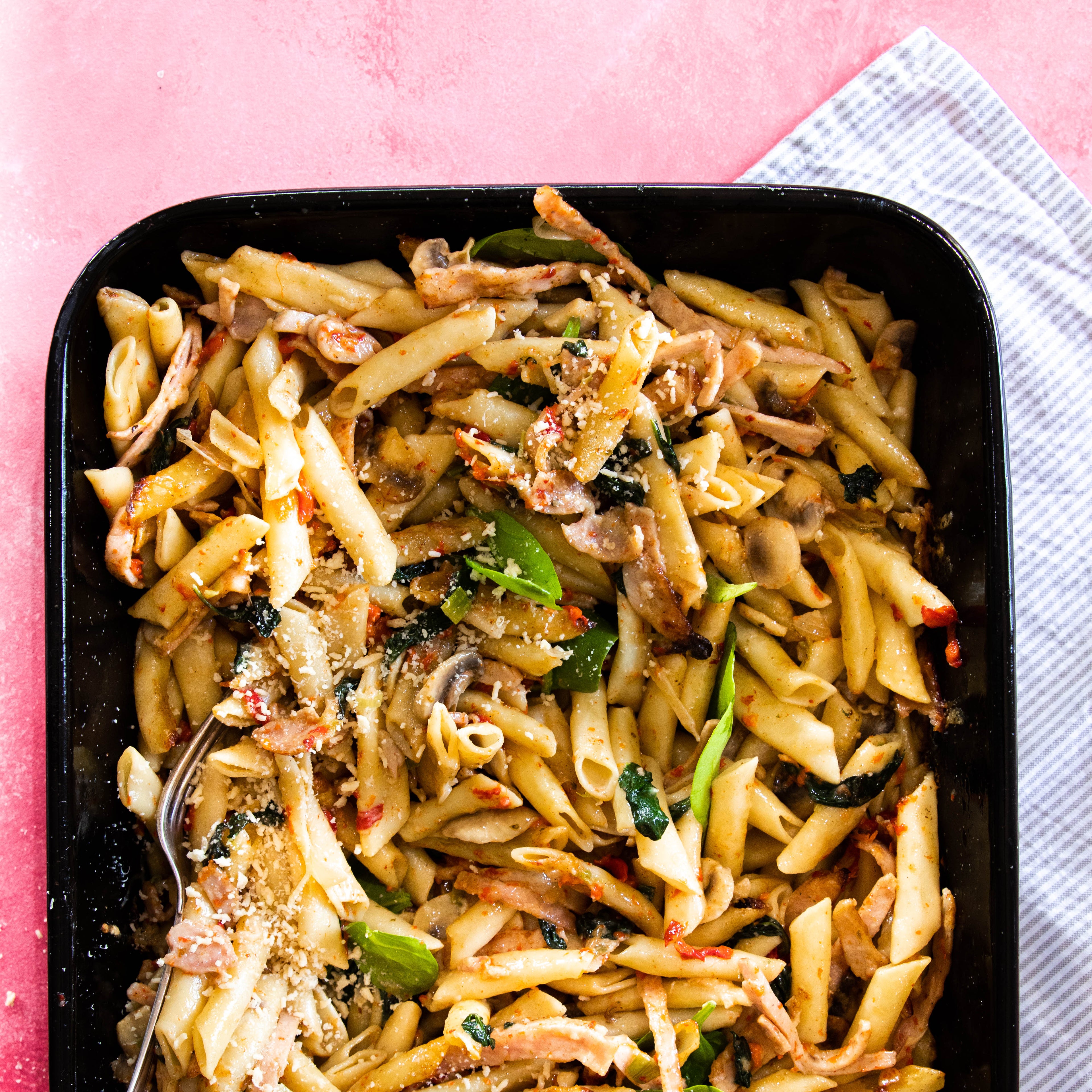 Bacon & Mushroom Pasta Bake