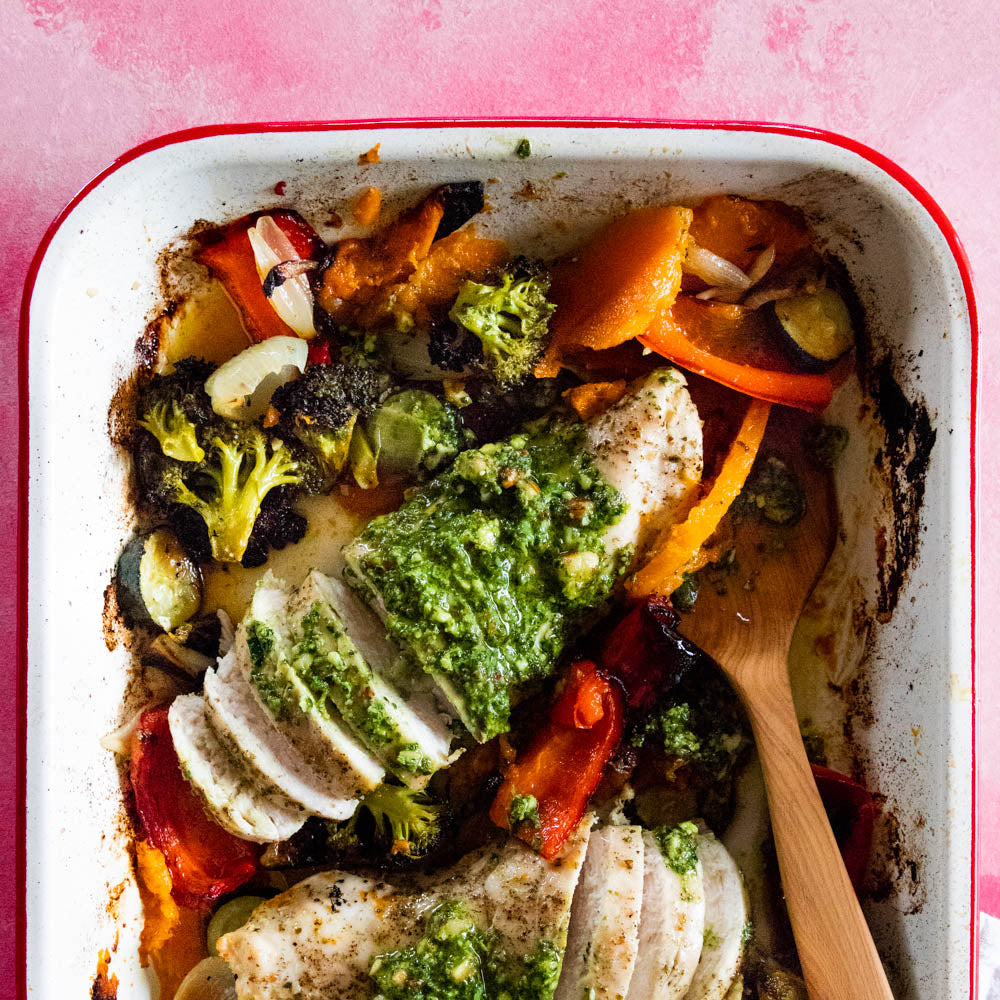 Chicken, Vegetable and Pesto bake