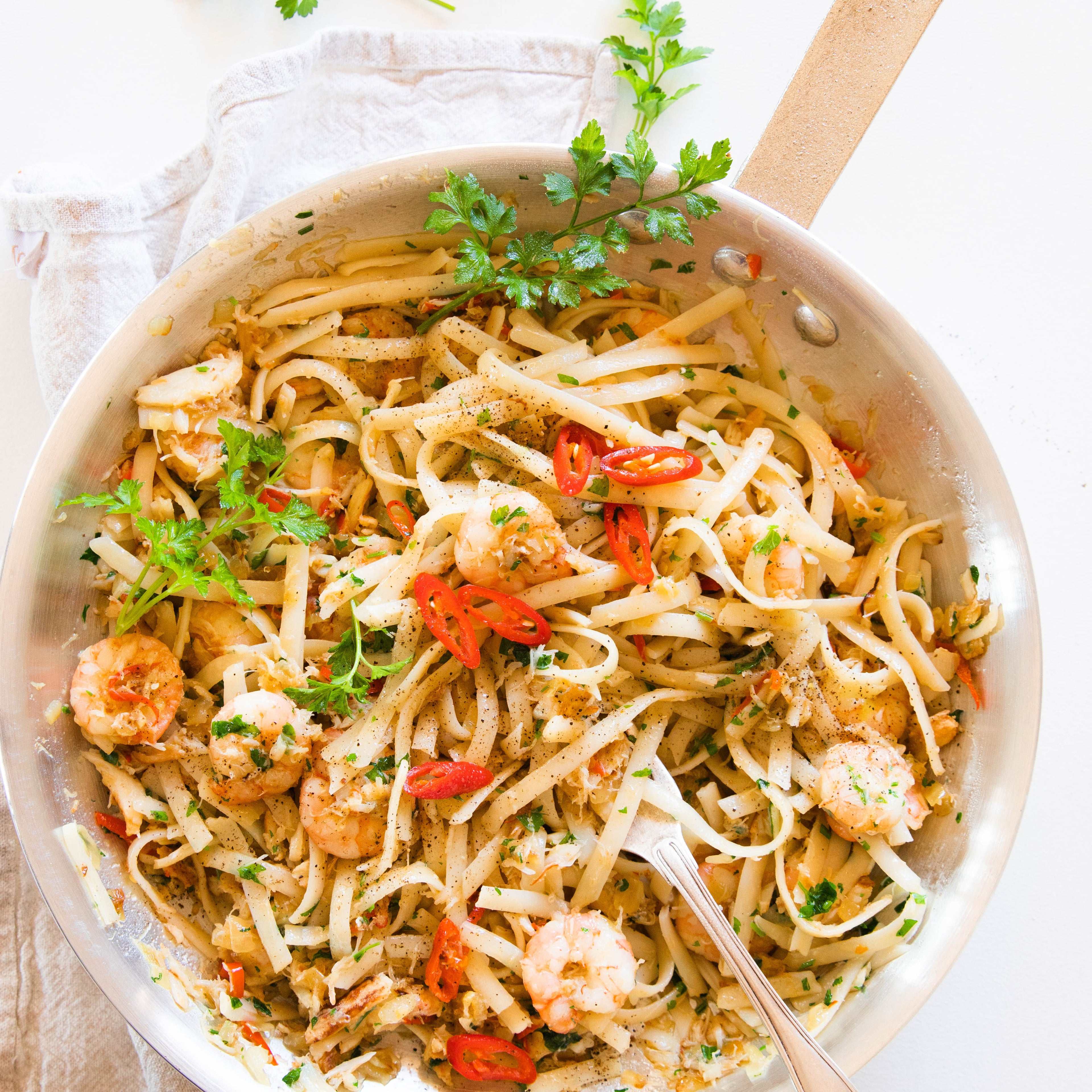 Crab and Prawn Chilli Pasta
