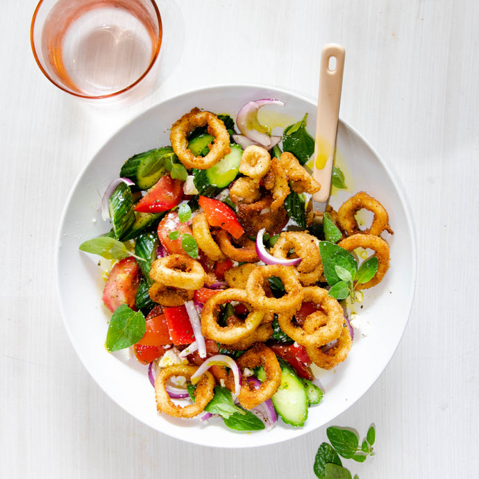 Crumbed Calamari & Greek Salad