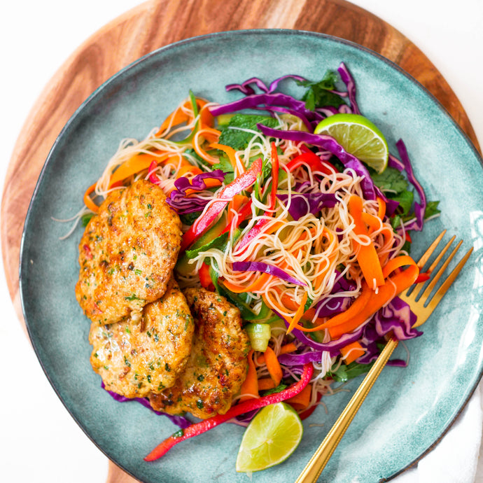 Red Curry Fish Cakes with Noodle Salad