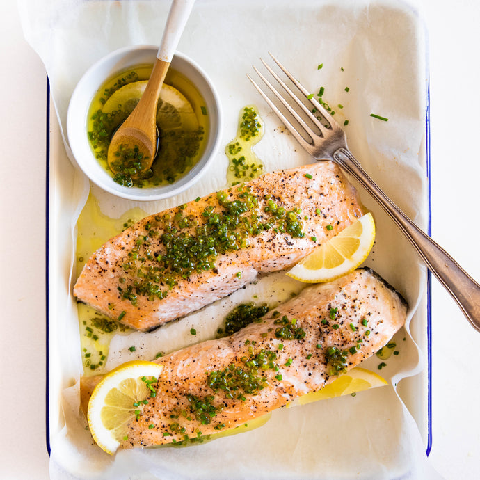 Salmon with Lemon and Chive Dressing