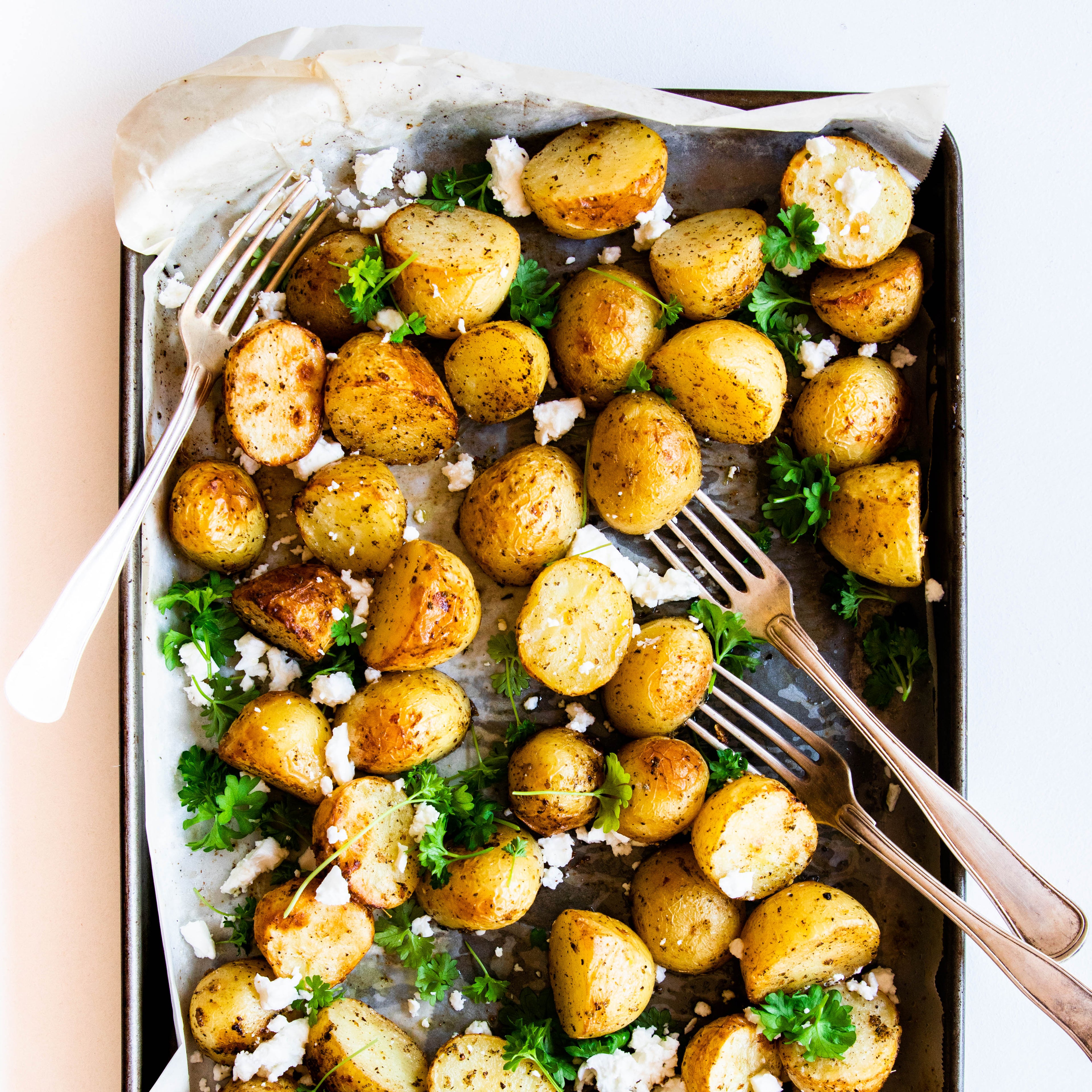 Roast Potatoes with Herbs and Feta