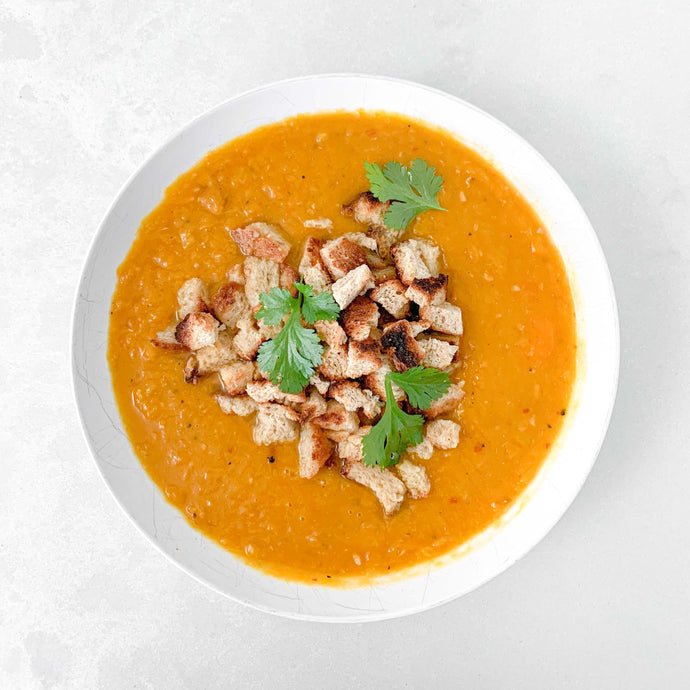 Hearty Pumpkin Soup with Croutons