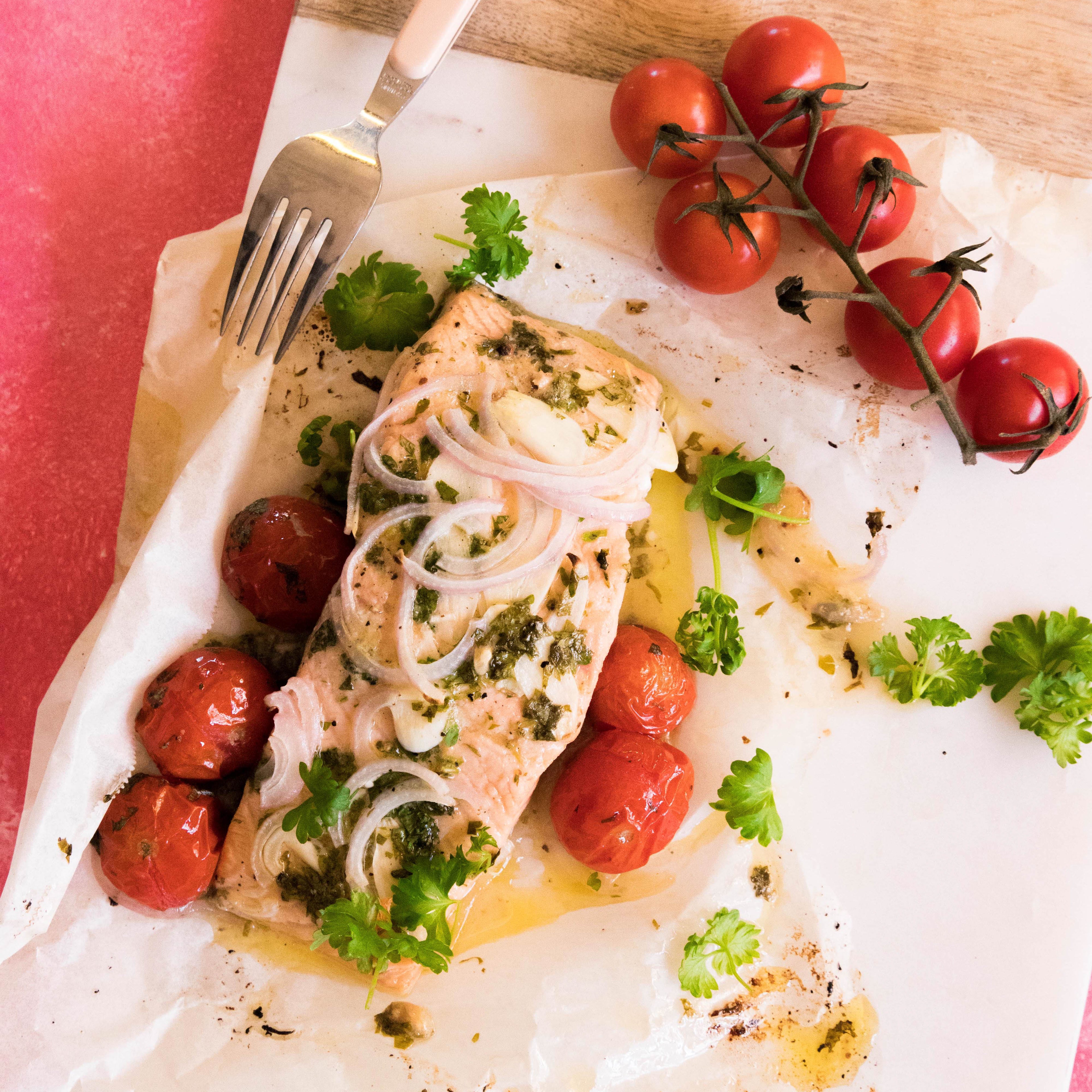 Lemon and Cherry Tomato Salmon