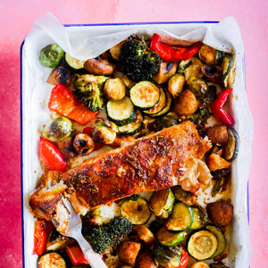 Moroccan Salmon with Roasted vegetables